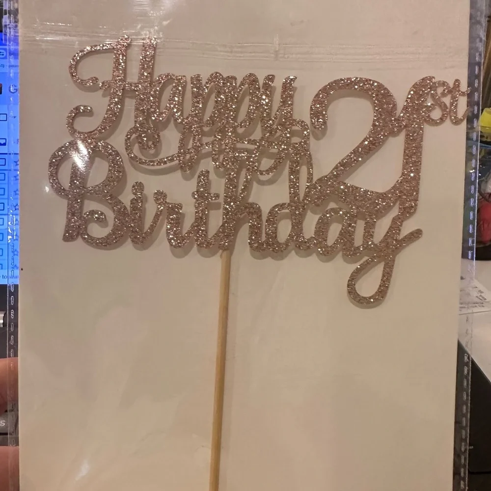 Cake Topper - Happy 21st Birthday Rose Gold NEW